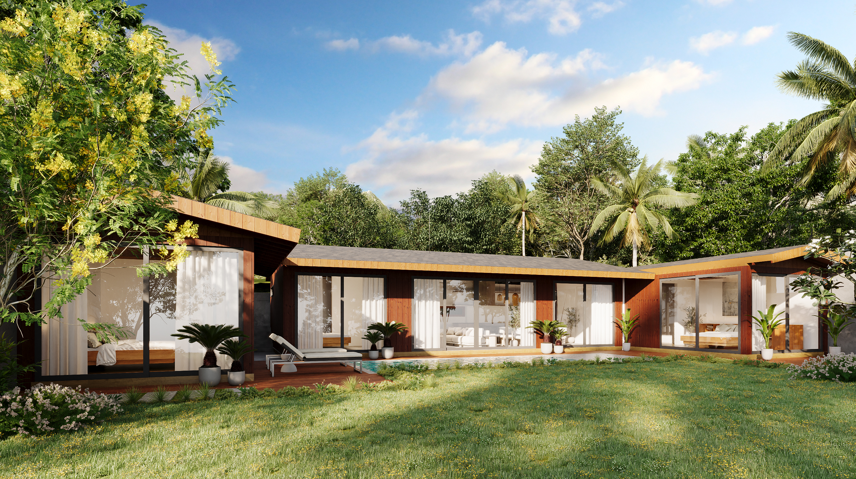 Akami Villas — infinity pool with tropical garden